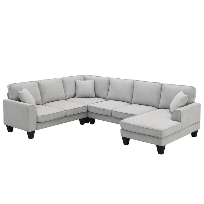 Modern U Shape Sectional Sofa Set with 3 Pillows for Living Room, Apartment, Office