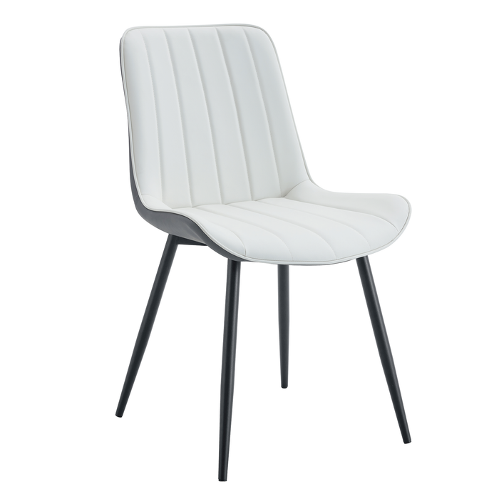 Extended Seat Cushion PU Dining Chair Set - Four Pieces.Smooth line design.Can integrate well into various modern home decoration styles.White and Dark Gray Splicing Colors. - DTYStore