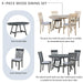 TREXM 5-Piece Wood Dining Table Set Round Extendable Dining Table with 4 Dining Chairs, Dining Room Table Set for 4 person for Dining Room (Gray)