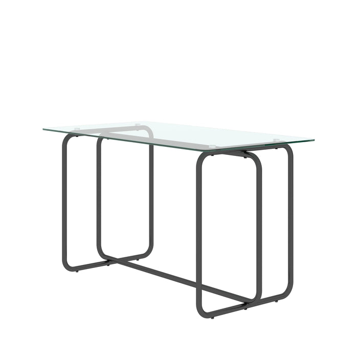 Rectangle Dining Table with Metal Frame, Tempered Glass for Kitchen Room