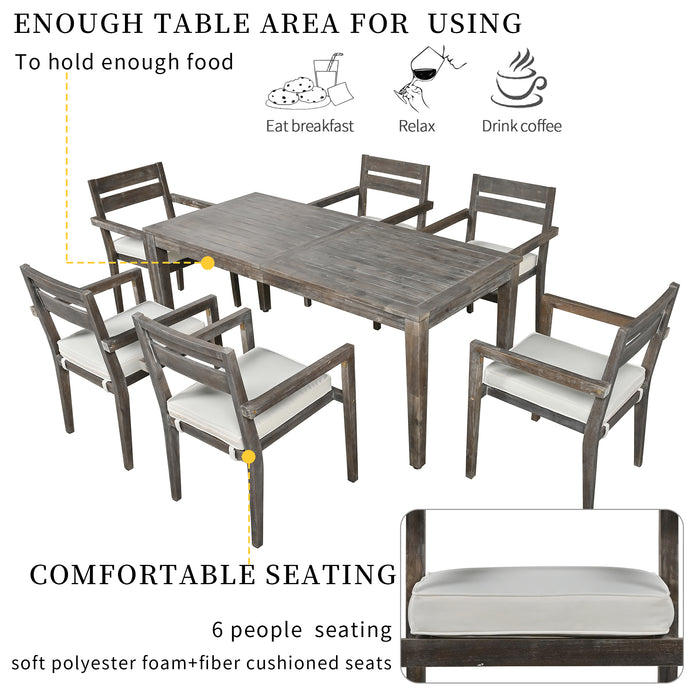 U_Style Acacia Wood Outdoor Dining Table And Chairs Suitable For Patio, Balcony Or Backyard - DTYStore