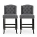 Vienna Contemporary Fabric Tufted Wingback 27 Inch Counter Stools, Set of 2, Charcoal and Dark Brown - DTYStore