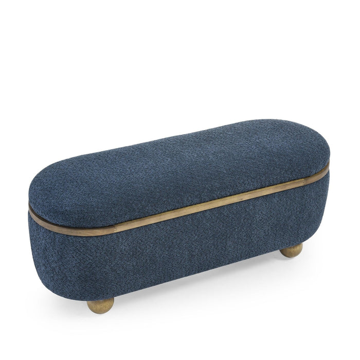 Storage Ottoman Bench, Upholstered End of Bed Ottoman Bench with Storage and Seating, Large Blanket Storage Bench for Foot Rest in Bedroom, Living Room, Entryway, Dark blue