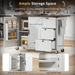 54.5" Farmhouse Kitchen Island with Power Outlet, Kitchen Storage Island with Internal Storage Rack, Drop Leaf, Spice Rack, Rolling Kitchen Cart on Wheels, for Home, Kitchen and Dining Room,White - DTYStore