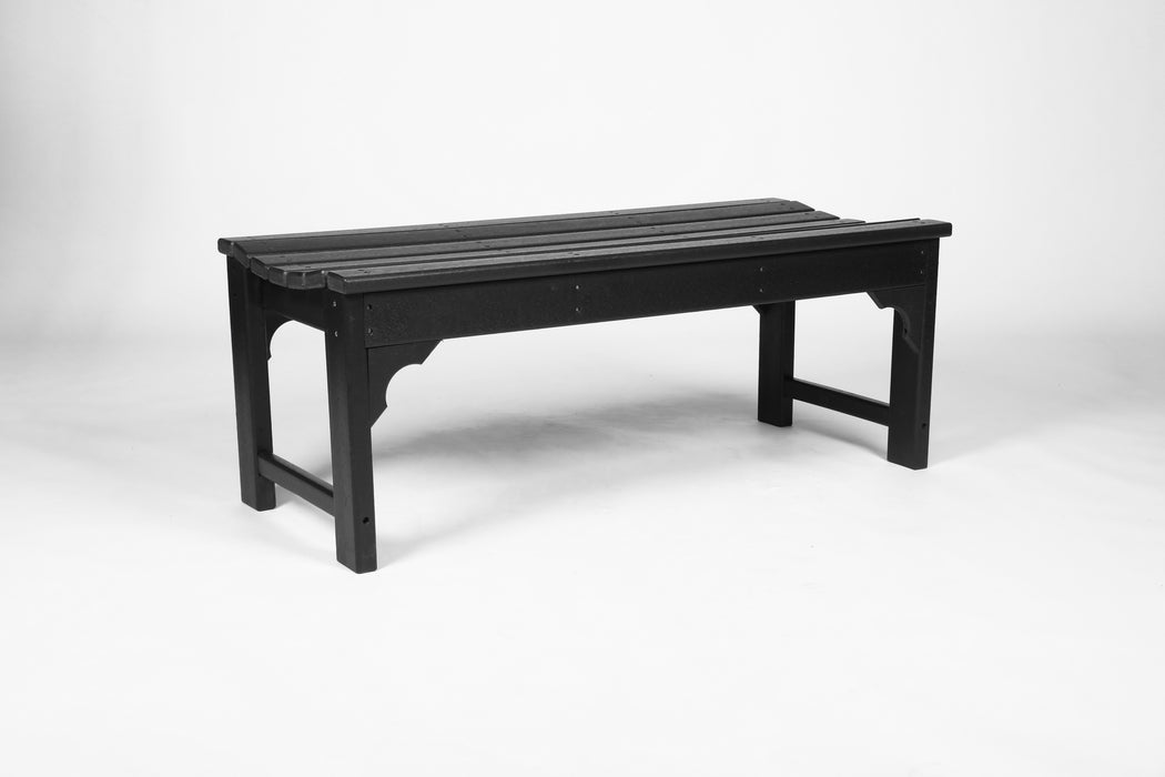 Backless HDPE Adirondack Bench with Wood Texture, Poly Lumber Seat for Patio, Backyard, Balcony, All Weather Resistant with UV Protection, Black - DTYStore