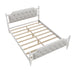 Traditional Style Solid Wood Bed Frame with Upholstered Tufted Headboard,No Box Spring Needed,Queen Size, Antique White - DTYStore