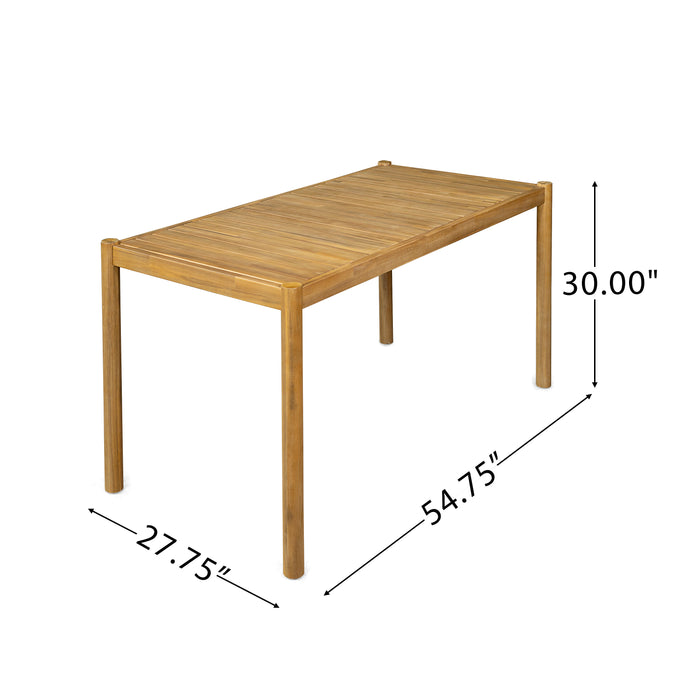 Acacia Wood Outdoor Dining Set of 5, Dining Furniture Set with 1 Table 4 Chairs, Teak and Beige - DTYStore