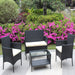 4 PC Rattan Patio Furniture Set Outdoor Patio Cushioned Seat Wicker Sofa (Beige Cushion) - DTYStore