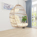 Outdoor Garden Rattan Egg Swing Chair Hanging Chair Wood+Khaki - DTYStore