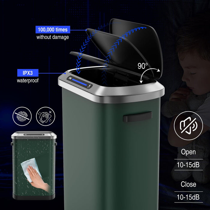 50L Smart automatic Trash Cans - Full Intelligent Sensor - Green