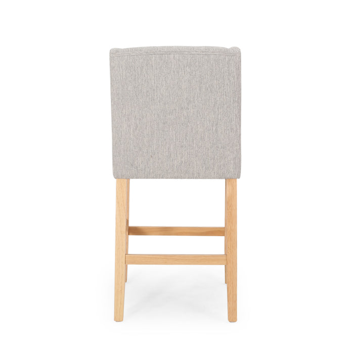 Vienna Contemporary Fabric Tufted Wingback 27 Inch Counter Stools, Set of 2, Light Gray, Natural - DTYStore