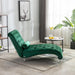 COOMORE Velvet Chaise Lounge Indoor,Button-Tufted Upholstered Chaise Lounge Chair with Pillow for Bedroom Living Room Office (Emerald Velvet)