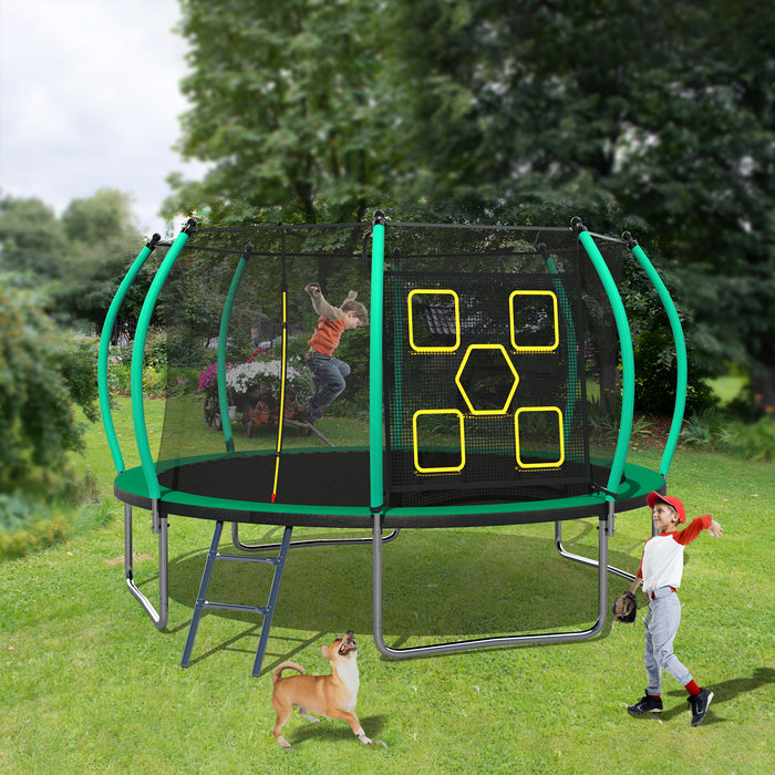 12FT Trampoline, Outdoor Trampolines for Kids and Adults, Recreational Trampoline with Enclosure Net & Ladder, Round Trampoline ASTM Approved - DTYStore