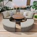 Patio 5-Piece Round Rattan Sectional Sofa Set All-Weather PE Wicker Sunbed Daybed with Liftable Table and Washable Cushions for Outdoor Poolside