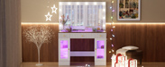 43.3' Vanity Desk with Large Mirror and Hollywood Bulbs, Modern Glass Top Makeup Vanity with Drawers and Power Outlet, Large Dressing Table with 3 Color Lighting Modes & RGB Cabinets for Bedroom - DTYStore