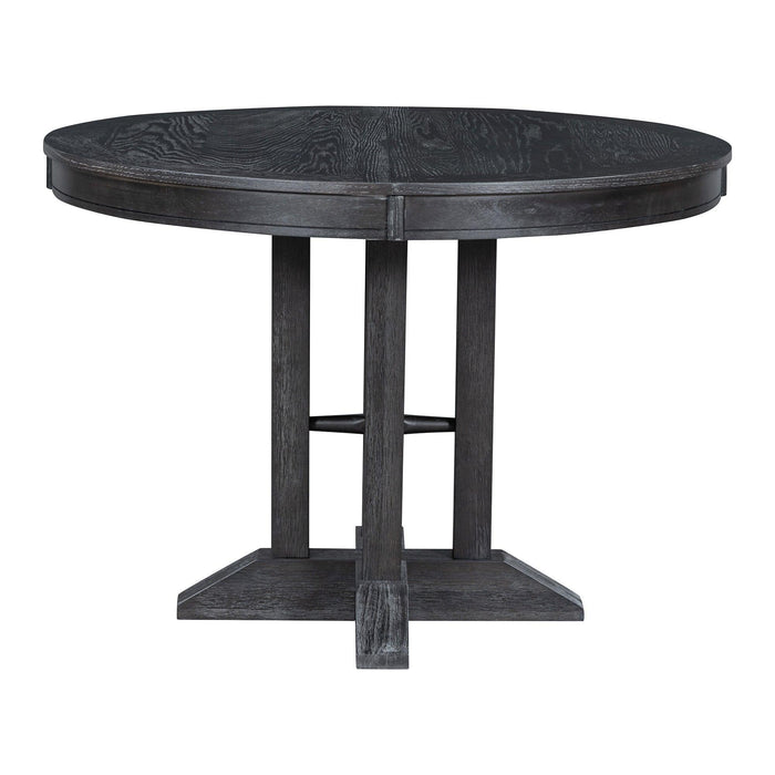 TREXM Farmhouse Dining Table Extendable Round Table for Kitchen, Dining Room(Black)