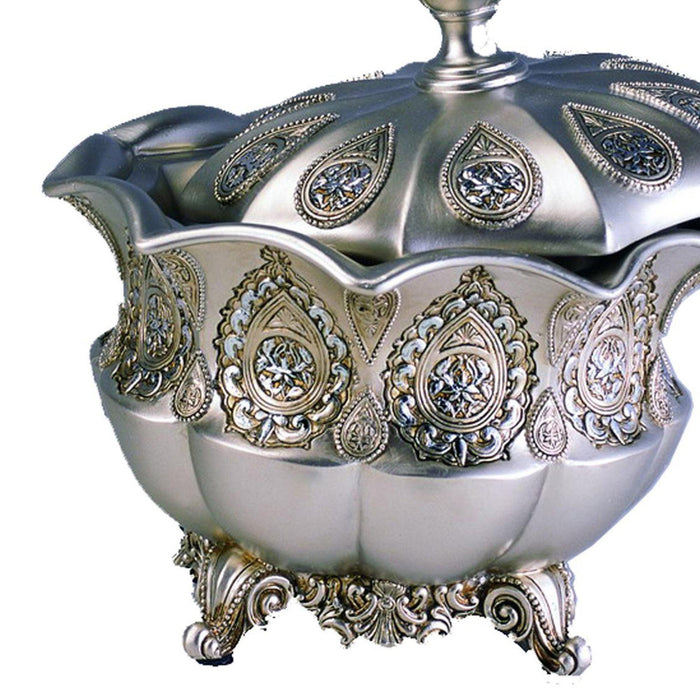 8" Tall Polyresin Decorative Jewelry Box, Silver Royal design