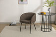 039-Set of 1 Boucle Fabric Dining Chair With Black Metal Legs,Dark Brown - DTYStore