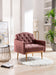 COOLMORE Modern Accent Chair with Arms, Tufted Decorative Fabric Armchair with Gold Metal Legs, Upholstered Reading Chair for Living Room Bedroom Office (Brush Pink Teddy)