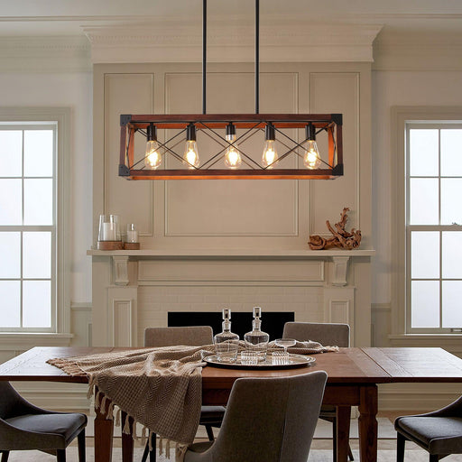 5-Light Retro Farmhouse Chandelier For Kitchen, Living room, Dining room Red(No Bulbs) - DTYStore