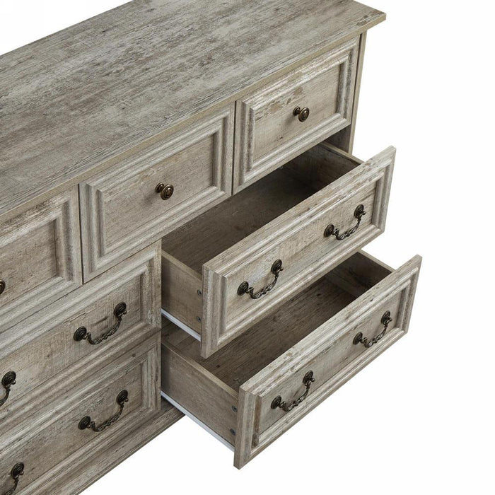 Farmhouse 7 Drawers Dresser for Bedroom, Rustic Chest of Drawers with Natural Texture, Vintage Design, Storage Dressers Organizer for Bedroom, Living Room, Hallway, Antique White