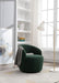 Teddy Fabric Swivel Accent Armchair Barrel Chair With Black Powder Coating Metal Ring,Dark Green