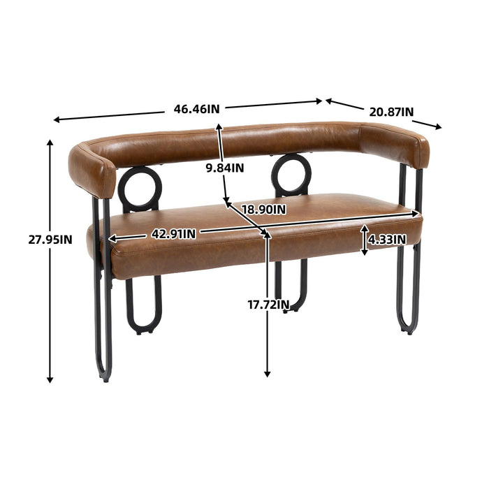 COOLMORE Modern Loveseat 2 Seater Sofa Chenille Fabric Couch with Arms and Metal Legs for Living Room, Home Office, Studio (Light Brown PU)