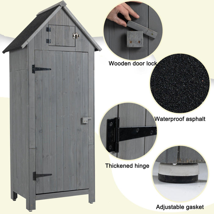 30.3"L X 21.3"W X 70.5"H Outdoor Storage Cabinet Tool Shed Wooden Garden Shed