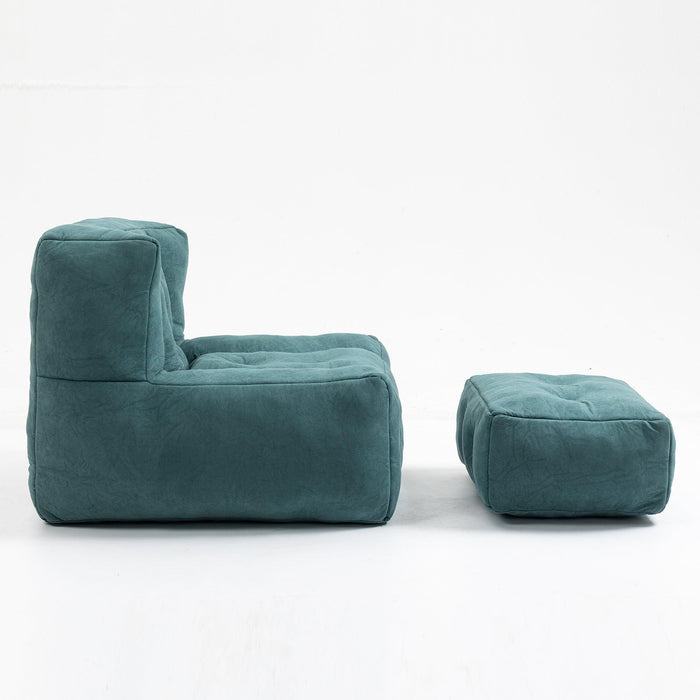 Fluffy bean bag chair, comfortable bean bag for adults and children, super soft lazy sofa chair with memory foam and ottoman, indoor modern focus bean bag chair for living room, bedroom, apartment - DTYStore
