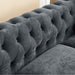 MH 80" Deep Button Tufted Upholstered Roll Arm Luxury Classic Chesterfield L-shaped Sofa 3 Pillows Included, Solid Wood Gourd Legs, Grey velvet