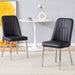 2 modern dining chairs, smooth PU leather backrest and silver-toned metal legs for a comfortable home experience for kitchens, bedrooms and offices. - DTYStore