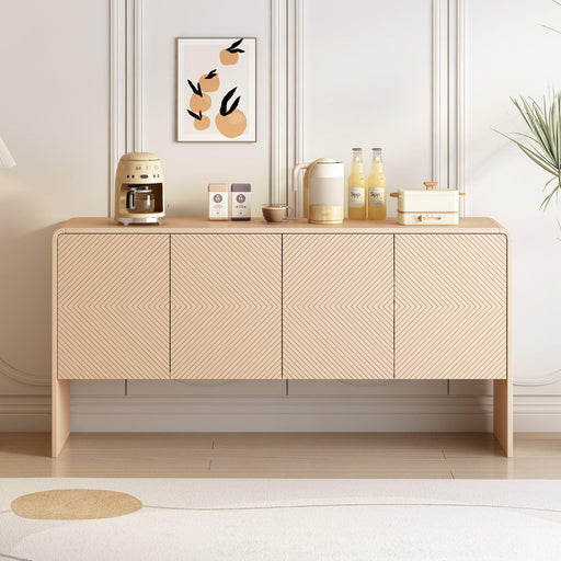 Minimalist Style 60"L Large Storage Space Sideboard with 4 Doors and Rebound Device for Living Room and Entryway (Apricot Cream) - DTYStore