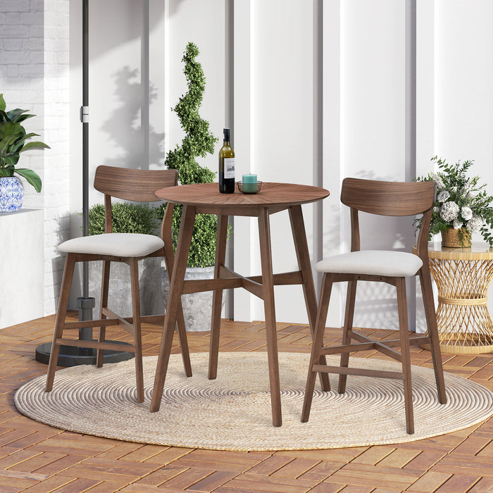 Wooden Bar Chairs Set of 2, Modern Soft Upholstered Kitchen Island Chairs, Counter Height Stool with Backrest,Wooden Frame Chairs with Footrest for Pub,Living Room,Restaurant,Walnut - DTYStore