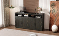 TREXM 4-door Classic Sideboard with Open Storage and Adjustable Shelves Perfect for kitchens, living rooms (Grey Brown)