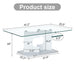 A rectangular modern and fashionable coffee table with tempered glass tabletop and white MDF legs. Suitable for living room.47.2"*25.5"*18"