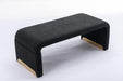 New Boucle Fabric Loveseat Ottoman Footstool Bedroom Bench Shoe Bench With Gold Metal Legs,Black