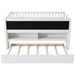 Twin Size Wood Low Loft Bed with Storage Shelves, Blackboard and Trundle, White - DTYStore