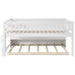 Twin Size Wood Low Loft Bed with Storage Shelves, Blackboard and Trundle, White - DTYStore