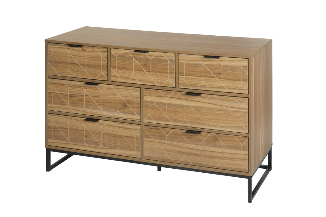 Modern 7 Drawer Dresser Wood Cabinet (Walnut)