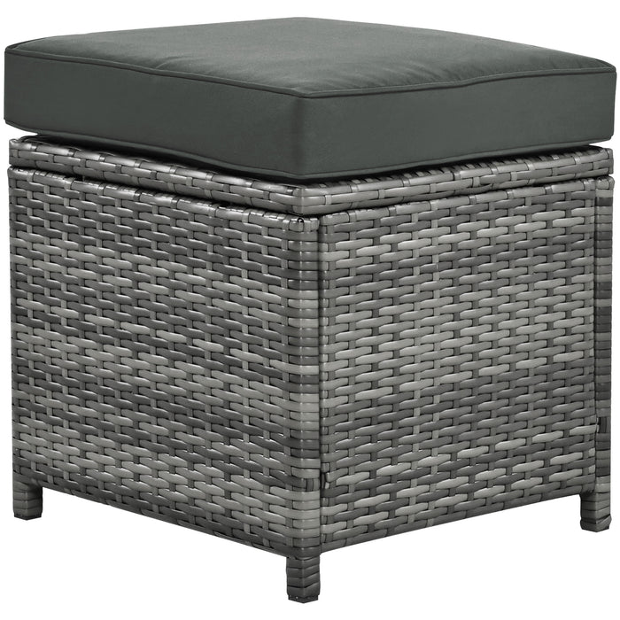 Outdoor 6-Piece All Weather PE Rattan Sofa Set, Garden Patio Wicker Sectional Furniture Set with Adjustable Seat, Storage Box, Removable Covers and Tempered Glass Top Table,Grey - DTYStore