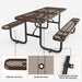 72' Expanded Metal Rectangular Picnic Table, Brown - DTYStore