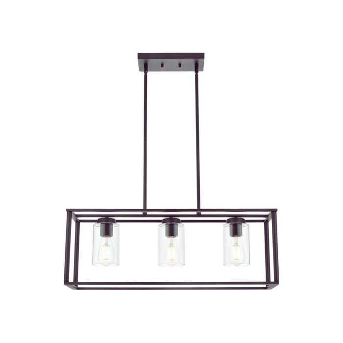 Contemporary Chandeliers Black 3 Light Modern Dining Room Lighting Fixtures Hanging, Kitchen Island Cage Linear Pendant Lights Farmhouse Flush Mount Ceiling Light with Glass Shade