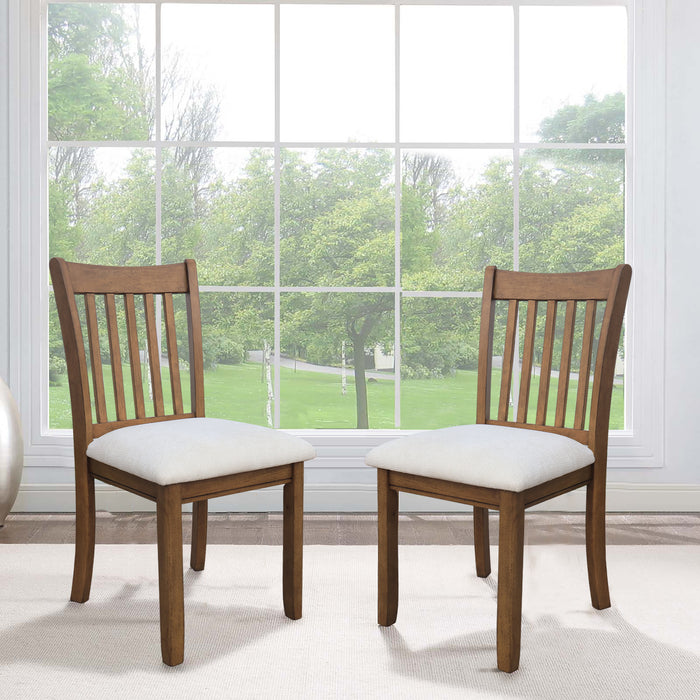 Dining Room Furniture, Dining Chair with LIGHT BROWN Finish Set of 2 Seating Chairs Cushion Seats Wooden Back Kitchen Breakfast Chairs - DTYStore