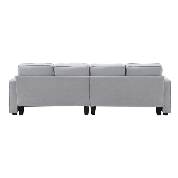 Modern Linen Fabric Sofa with Armrest Pockets and Pillows, Minimalist Style Couch