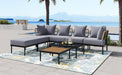 8-Piece Patio Sectional Sofa Set with Tempered Glass and Wooden Coffee Tables for Outdoor Oasis