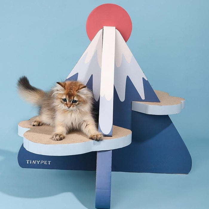 Cat Scratcher Post Board, Mount Fuji Shape Cat Scratching Lounge Bed, Durable Pad Prevents Furniture Damage