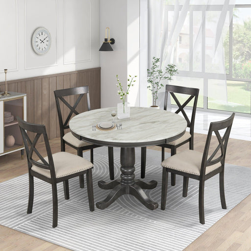 Orisfur. 5 Pieces Dining Table and Chairs Set for 4 Persons, Kitchen Room Solid Wood Table with 4 Chairs - DTYStore