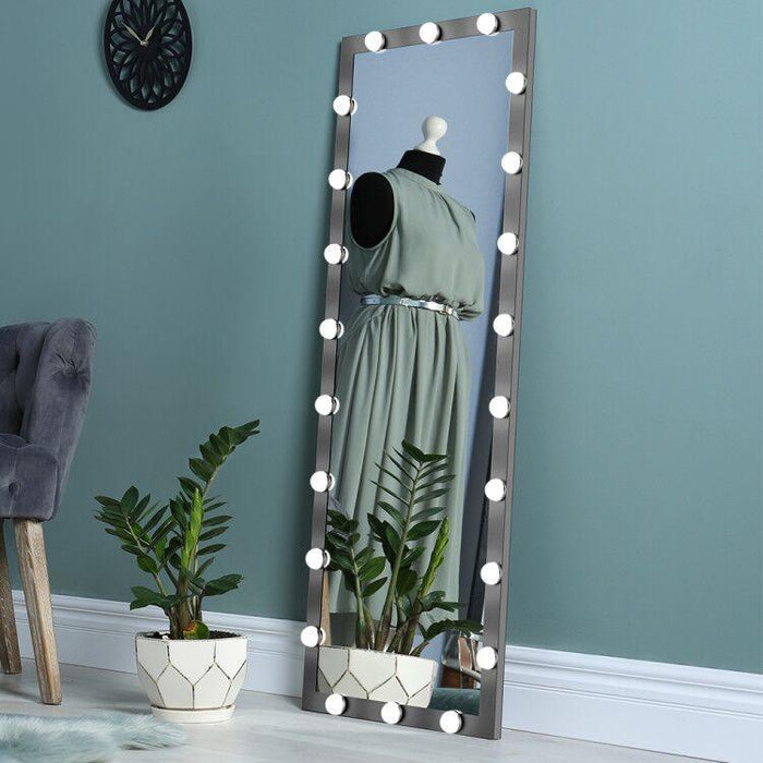 Hollywood Full Length Mirror with Lights Full Body Vanity Mirror with 3 Color Modes Lighted Standing Floor Mirror for Dressing Room Bedroom Wall Mounted Touch Control Black 63x24inch