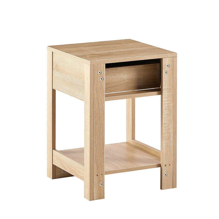 15.75" Rattan End table with drawer, Modern nightstand, side table for living room, bedroom,natural - DTYStore