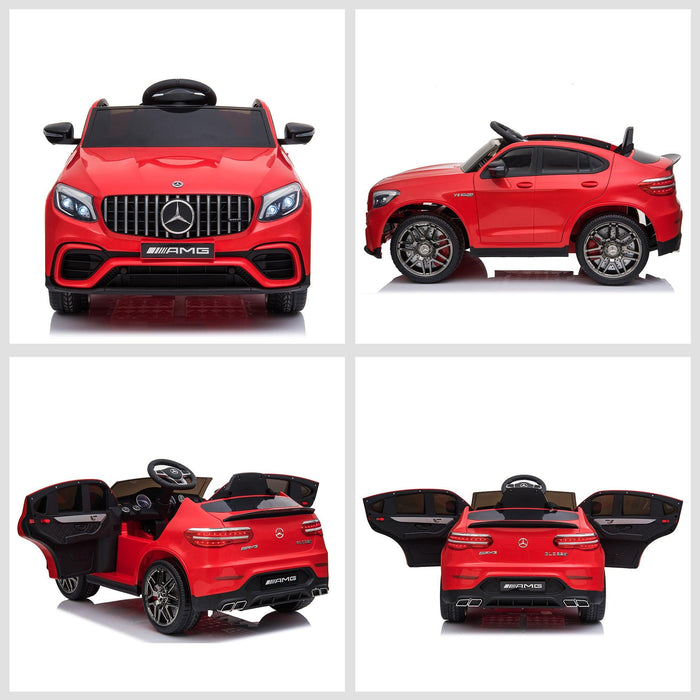 12V Toddler Ride On Car with Remote Control, Mercedes Benz AMG GLC63S Coupe, Electric Car with 2 Speed, MP3 Player, Light, Horn, Songs, Suspension, Red